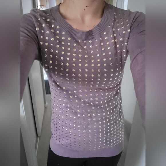 EXPRESS size S Lilac and Gold Stud Scoop Neck Pullover Sweater - Picture 1 of 5